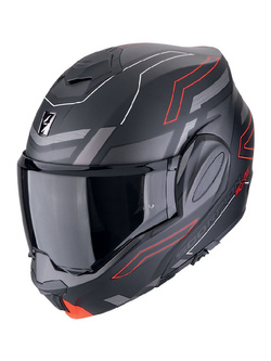 Kask szczękowy Scorpion Exo-Tech Evo Conquer czarno-czerwony matowy