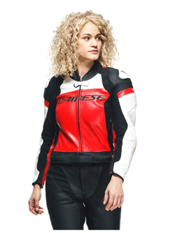 Kombinezon motocyklowy dwuczęściowy damski Dainese Mirage czarno-czerwono-biały [rozmiary niestandardowe]