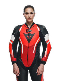 Kombinezon motocyklowy jednoczęściowy damski Dainese Misano 3 D-Air [z poduszką powietrzną] [wersja perforowana] czarno-czerwono-biały