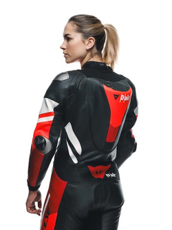 Kombinezon motocyklowy jednoczęściowy damski Dainese Misano 3 D-Air [z poduszką powietrzną] [wersja perforowana] czarno-czerwono-biały