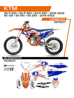 Komplet naklejek UFO Patriot do KTM SX/SXF 125/150/250/350/450 (19-) biało-niebieski