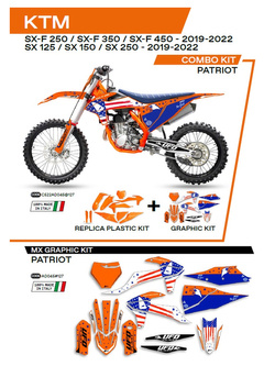 Komplet plastików i naklejek UFO Patriot do KTM SX/SXF 125/150/250/350/450 (19-) pomarańczowy