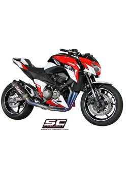 Pełny układ wydechowy 4-2-1 z tytanowymi kolektorami i owalnym tłumikiem racing Slip-on SC-Project do Kawasaki Z 800e [12-16]