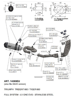 Pełny układ wydechowy LeoVince LV One Evo Triumph Tiger Sport 660 (22-) [stal nierdzewna]