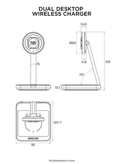 Podwójna bezprzewodowa ładowarka do telefonu MAG Dual Desktop Quad Lock na biurko