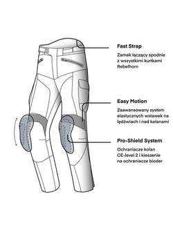 Spodnie motocyklowe damskie tekstylne Rebelhorn Hardy II czarne