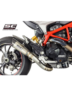 Tłumik SC-Project, S1 Titanium (Slip On) z rurą łączącą 2-1 do likwidacji zaworu - Ducati Hypermotard 821 [13-16]