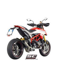 Tłumik SC-Project, S1 Titanium (Slip On) z rurą łączącą 2-1 do likwidacji zaworu - Ducati Hypermotard 821 [13-16]