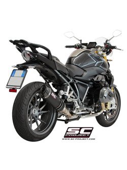 Tłumik Slip-on SC-Project Czarna stal nierdzewna [Owal] do BMW R 1200 R / RS [15-17]