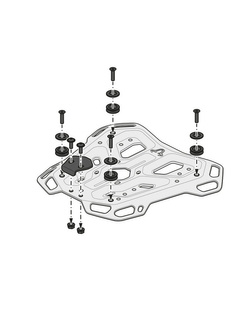 Zestaw: kufer centralny TRAX ADV + stelaż Adventure-rack SW-MOTECH Suzuki V-Strom 1000 / XT WDD0 (16-), V-Strom 1050/XT (19-) , V-Strom 650XT (17-), V-Strom 1050DE (23-) (pojemność 38 L) srebrny