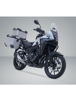 Zestaw: kufry boczne 45/45/38 + kufer centralny TRAX ADV + stelaże SW-MOTECH Honda CB 500 X (13-)/ NX500 (23-) [pojemność: 2 x 45l + 38l] srebrne