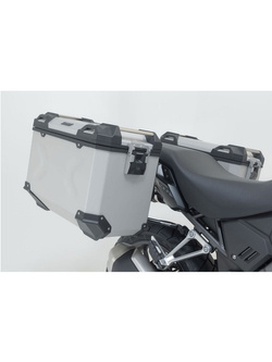 Zestaw: kufry boczne 45/45/38 + kufer centralny TRAX ADV + stelaże SW-MOTECH Honda CB 500 X (13-)/ NX500 (23-) [pojemność: 2 x 45l + 38l] srebrne