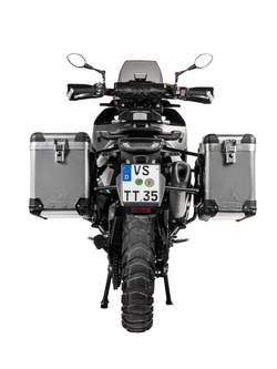 Zestaw: kufry boczne aluminiowe srebrne Zega Pro + stelaże czarne Touratech Husqvarna Norden 901, KTM Adventure 890/ R/ 790/ R [poj.: 38+45l]