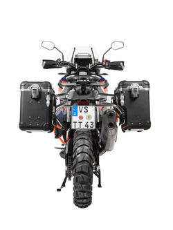 Zestaw: kufry boczne czarne "And-Black" Zega Evo X + stelaże srebne Touratech KTM Super Adventure 1290 S/R (21-) [poj.: 38+38l]