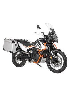 Zestaw: kufry boczne srebrne Zega Evo X + stelaże czarne Touratech KTM 890 Adventure/R, 790 Adventure/R (38/38L)