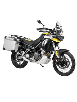 Zestaw: kufry boczne z anodowanego aluminium srebrne "And-S" Zega Evo + stelaże Touratech Aprilia Tuareg 660 [poj.: 31+38l]